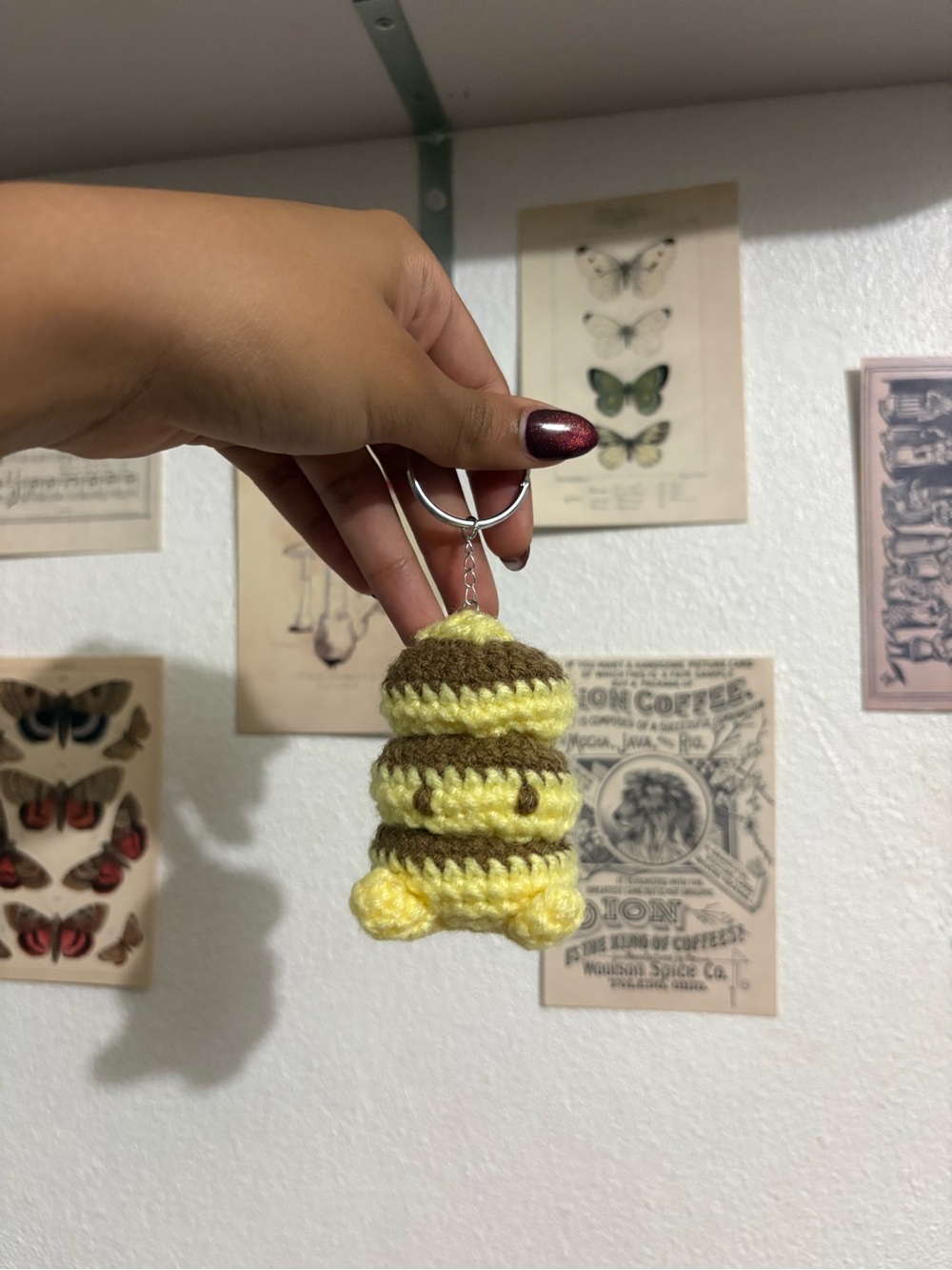 Handmade Pancake Crochet Keychain Charm